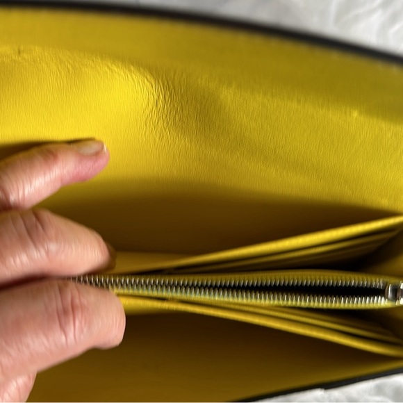 Céline Authentic Long Wallet Taupe & Yellow  Famous Celine Leather EUC - Picture 10 of 14